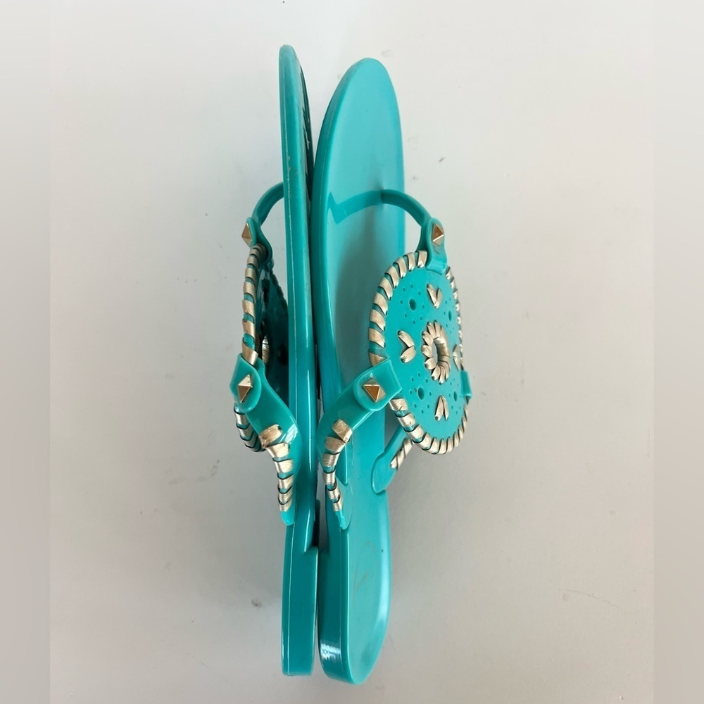 Jack Rogers Georgica Metallic Jelly Flip Flop Sandals, Caribbean Blue, size 9 - Picture 6 of 11